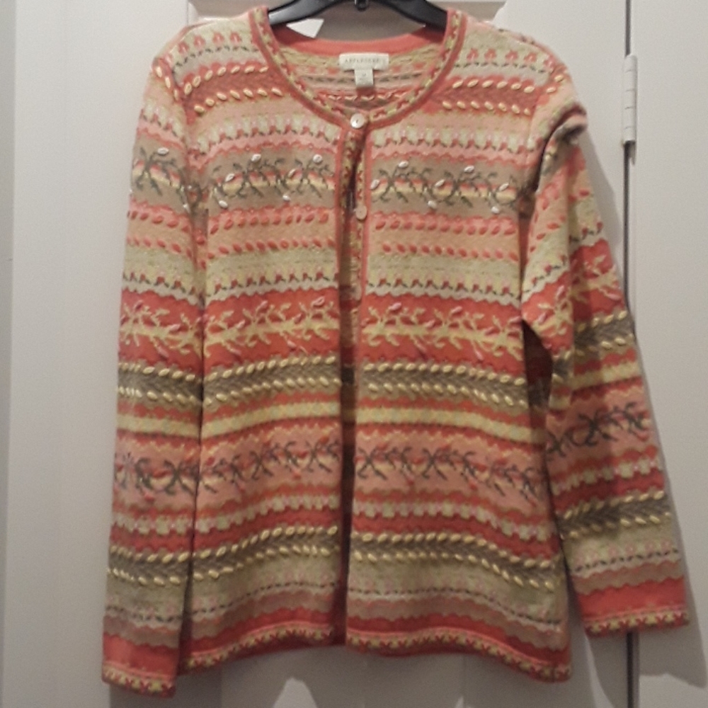 Appleseed's Pink floral Cardigan Sweater